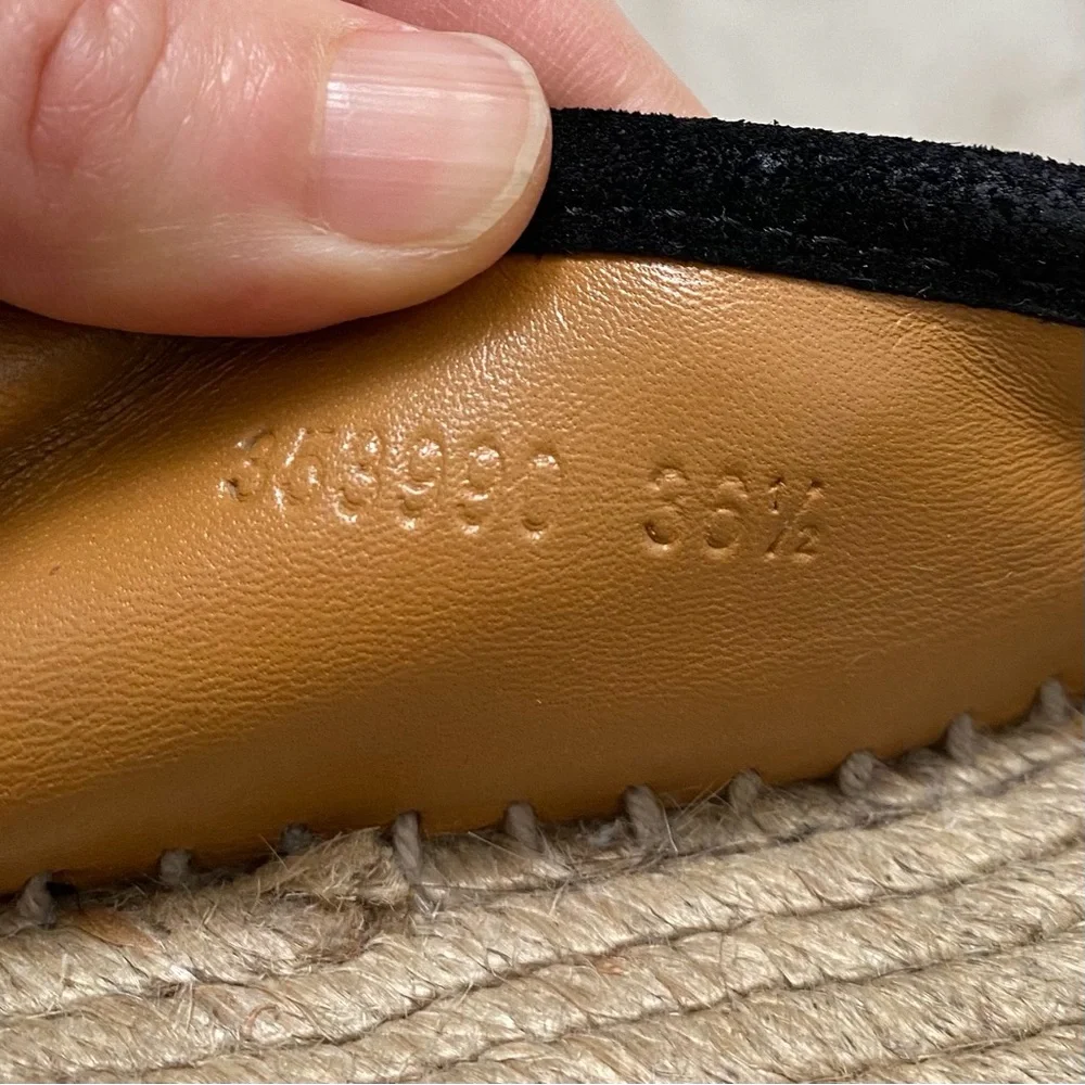 Gucci Micro Guccissima GG Monogram Black Suede Espadrilles Flats Size 6.5/36.5
